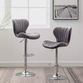 Ellston Upholstered Adjustable Swivel Barstools in Gray, Set of 2