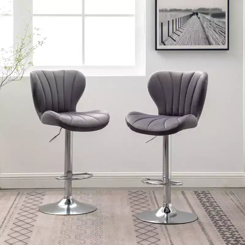 Tabourets de bar pivotants réglables gris, lot de 2