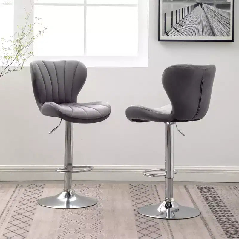 Tabourets de bar pivotants réglables gris, lot de 2