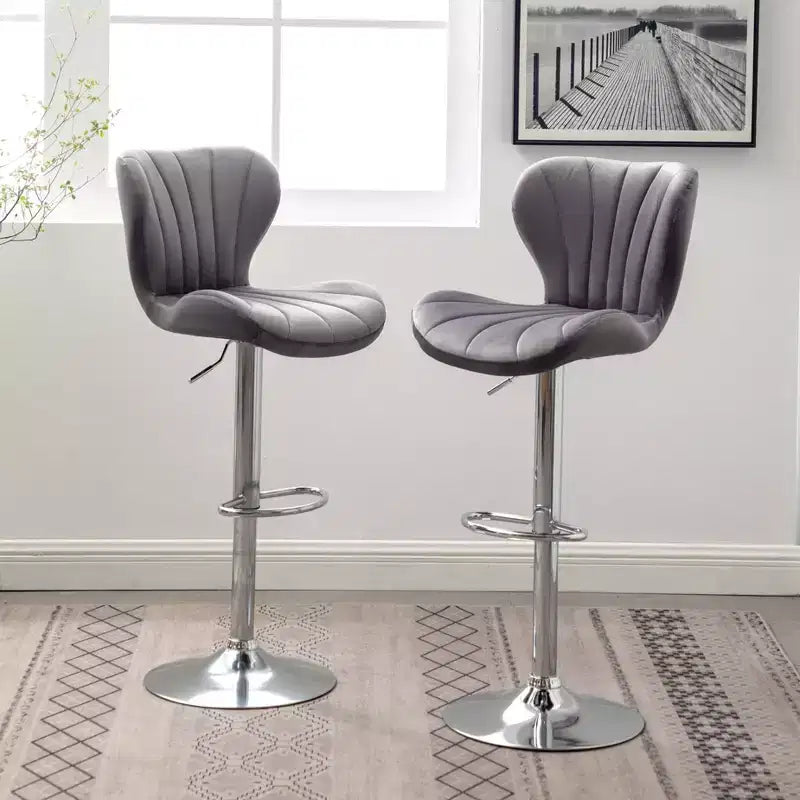 Tabourets de bar pivotants réglables gris, lot de 2