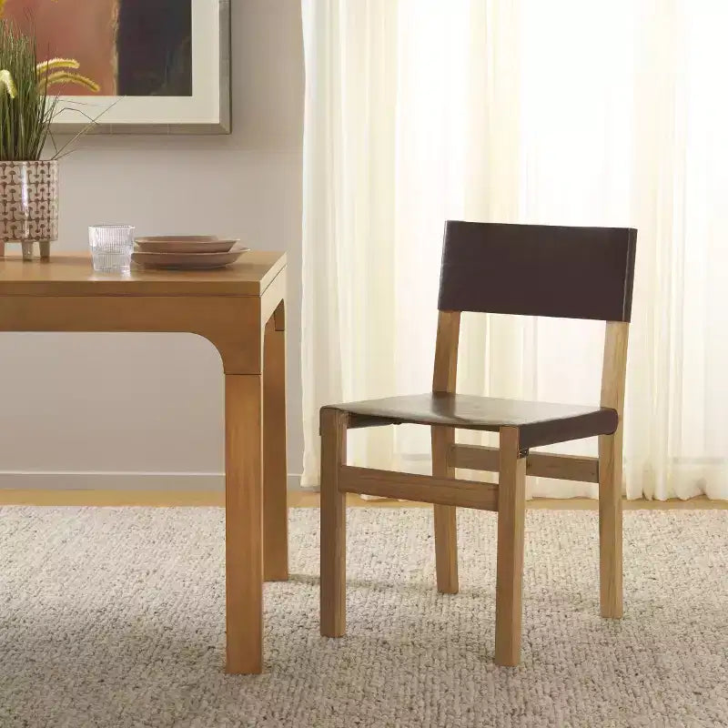 Chaise de salle à manger moderne capitonnée avec pieds en bois massif – DCH1210