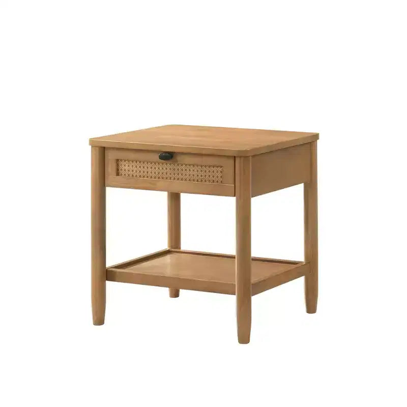 Table de chevet avec étagère, noyer clair