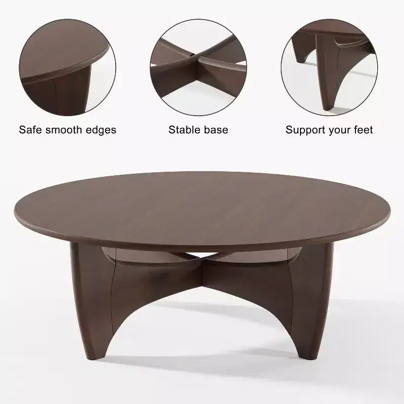 Table basse en bois massif avec finition grain naturel – Table basse de salon moderne