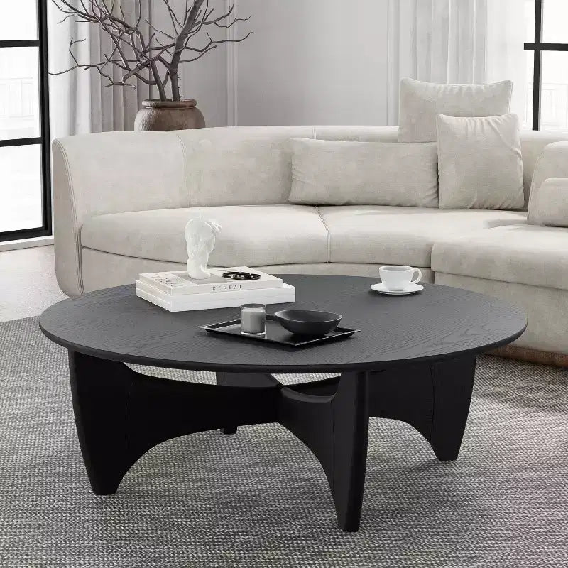 Table basse en bois massif avec finition grain naturel – Table basse de salon moderne