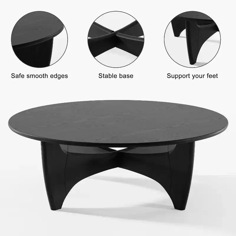 Table basse en bois massif avec finition grain naturel – Table basse de salon moderne