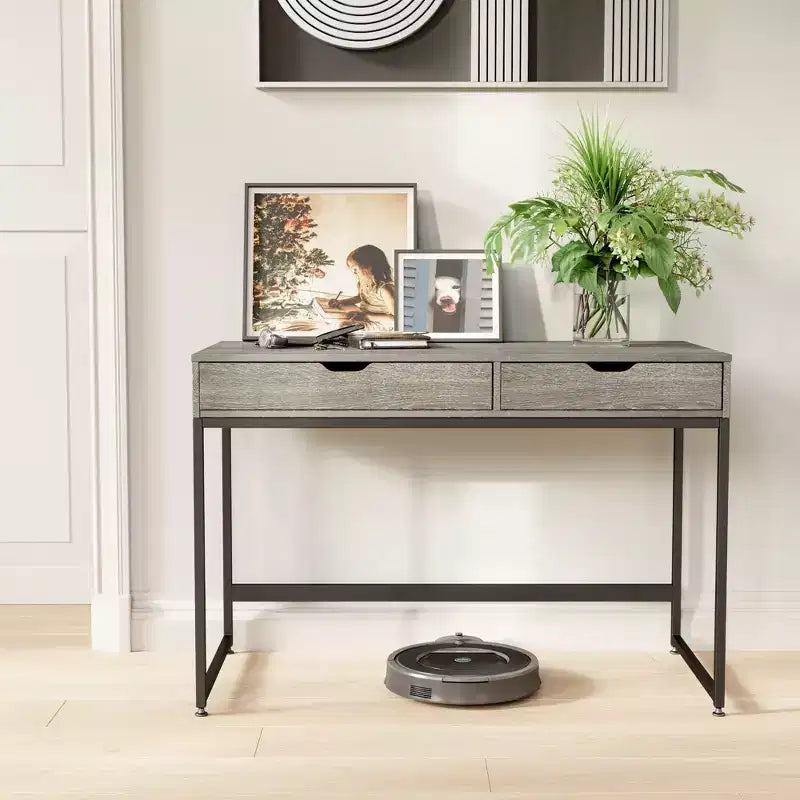 Bureau informatique de 43 pouces avec 2 tiroirs, petite table d'écriture avec cadre en métal pour bureau à domicile