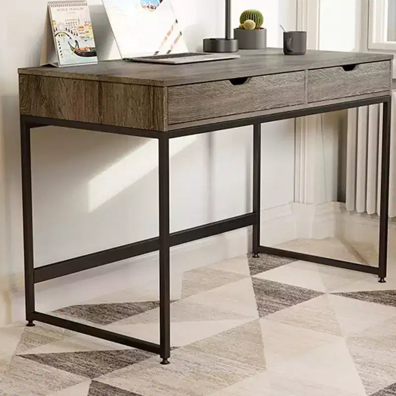 Bureau informatique de 43 pouces avec 2 tiroirs, petite table d'écriture avec cadre en métal pour bureau à domicile