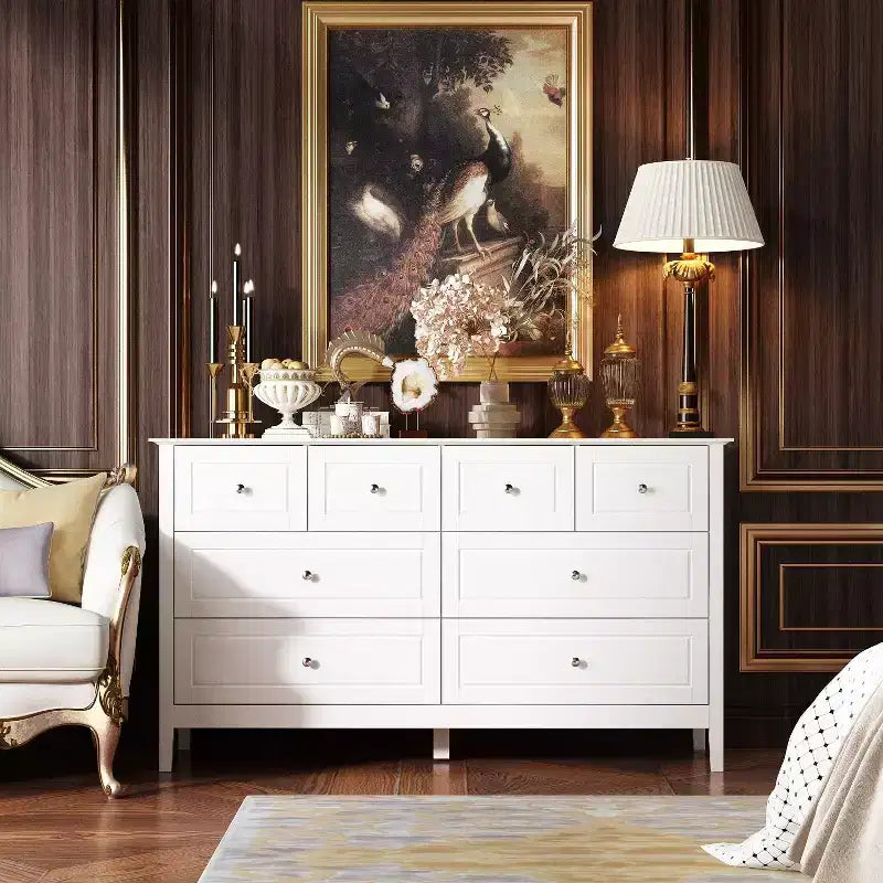 Famapy Classic Design 8 Drawer Cabinet Dresser Organiser For Bedroom White