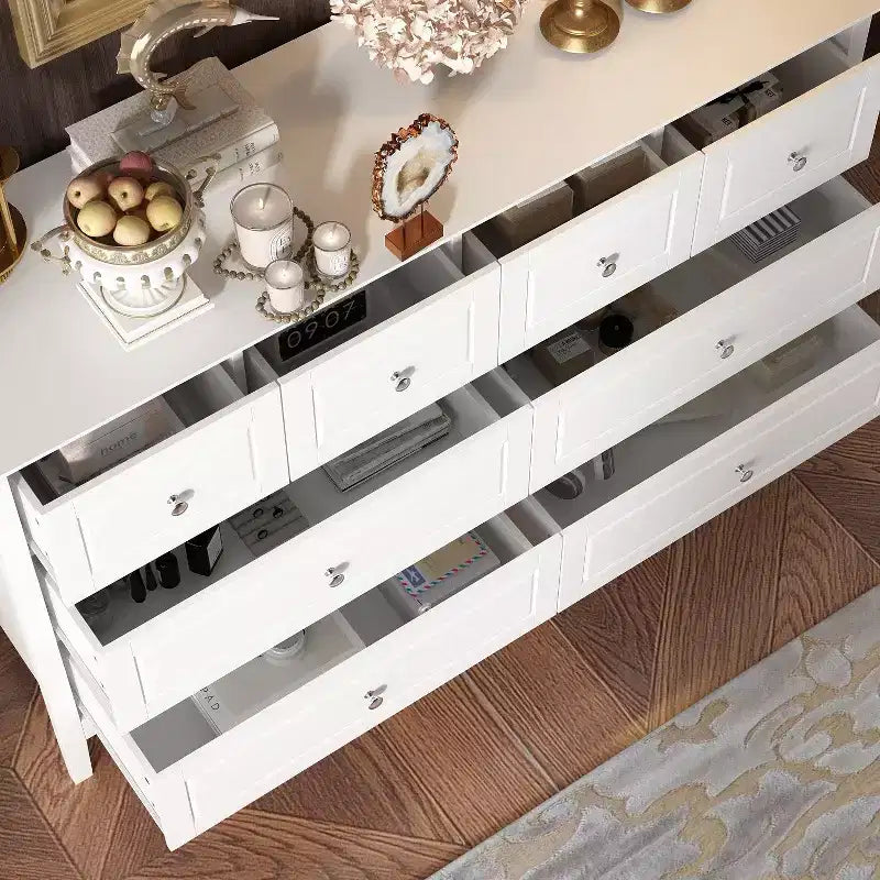 Commode de chambre à 8 tiroirs - Blanc