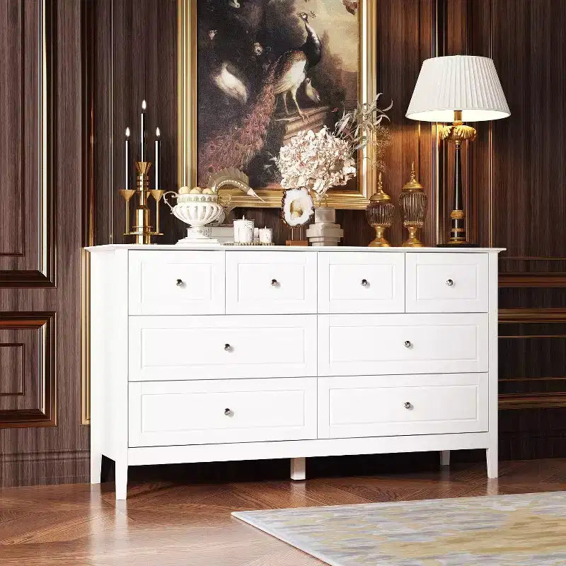 Commode de chambre à 8 tiroirs - Blanc