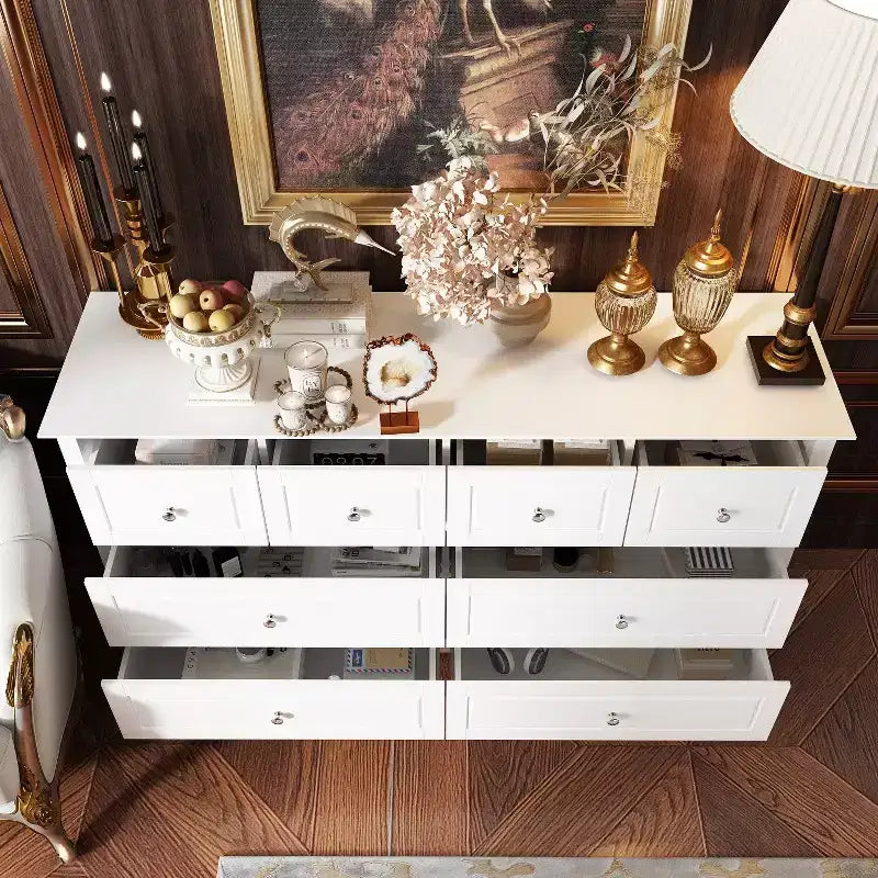 Commode de chambre à 8 tiroirs - Blanc