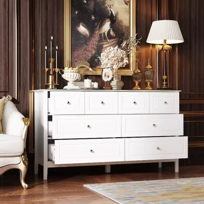 Commode de chambre à 8 tiroirs - Blanc