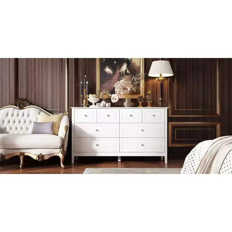 Commode de chambre à 8 tiroirs - Blanc