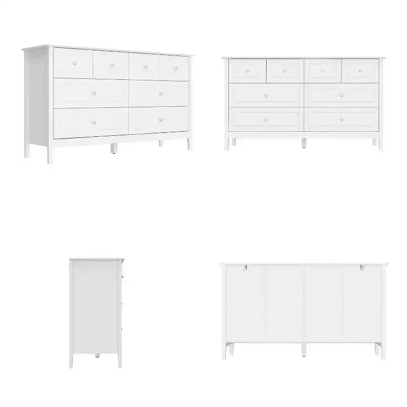 Commode de chambre à 8 tiroirs - Blanc