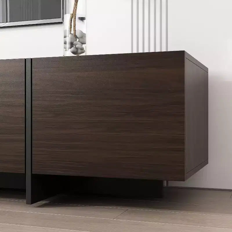 Meuble TV bas marron aspect grain de bois 4 tiroirs de rangement
