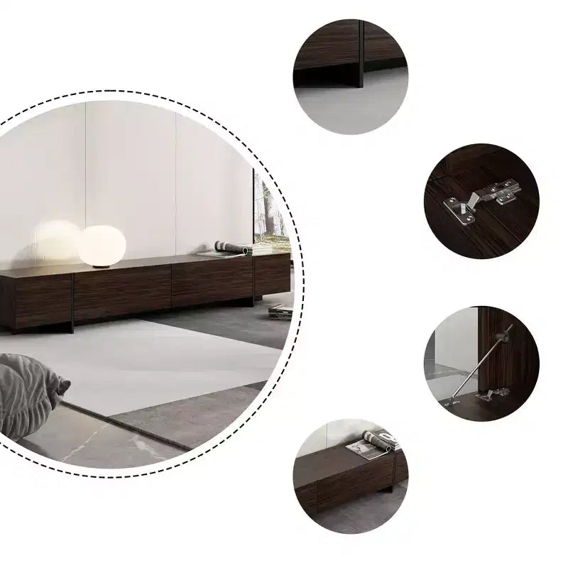 Meuble TV bas marron aspect grain de bois 4 tiroirs de rangement
