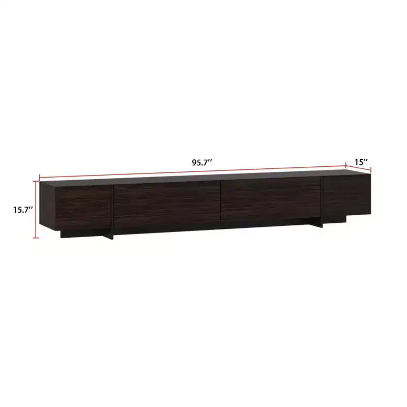 Meuble TV bas marron aspect grain de bois 4 tiroirs de rangement