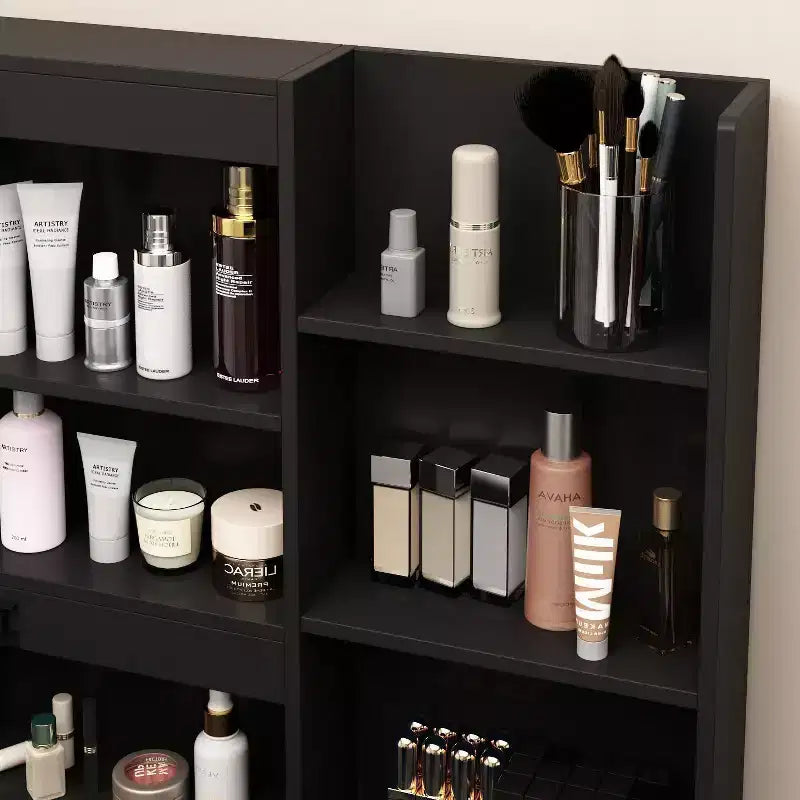 Coiffeuse miroir de 99,06 cm avec tabouret et tiroirs de rangement