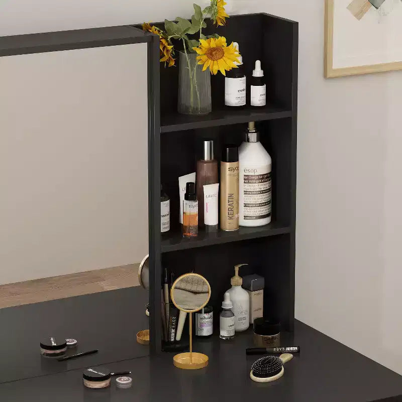 Coiffeuse miroir de 99,06 cm avec tabouret et tiroirs de rangement
