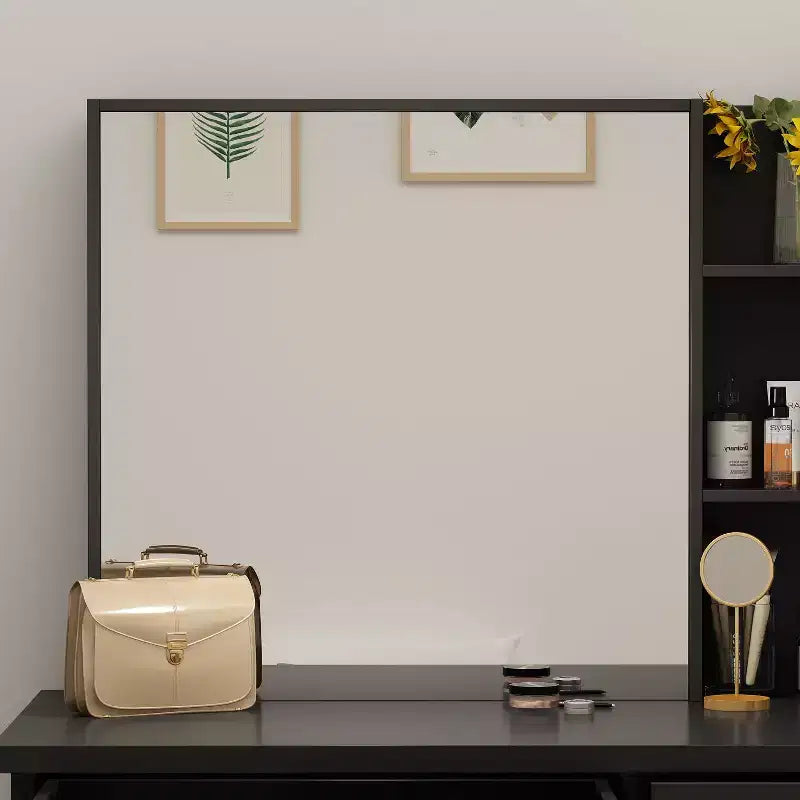 Coiffeuse miroir de 99,06 cm avec tabouret et tiroirs de rangement