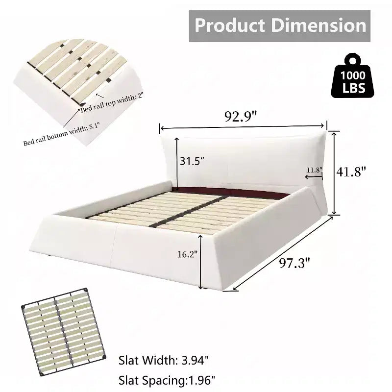 Lit en bois avec tête de lit en velours de forme spéciale