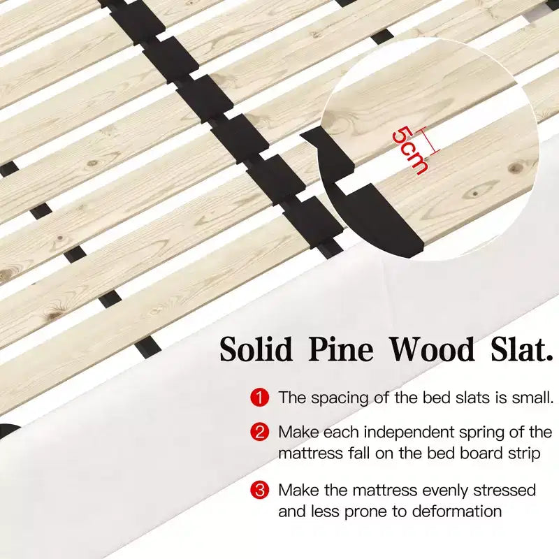 Lit en bois avec tête de lit en velours de forme spéciale