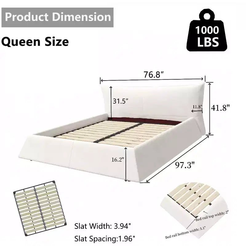 Lit en bois avec tête de lit en velours de forme spéciale