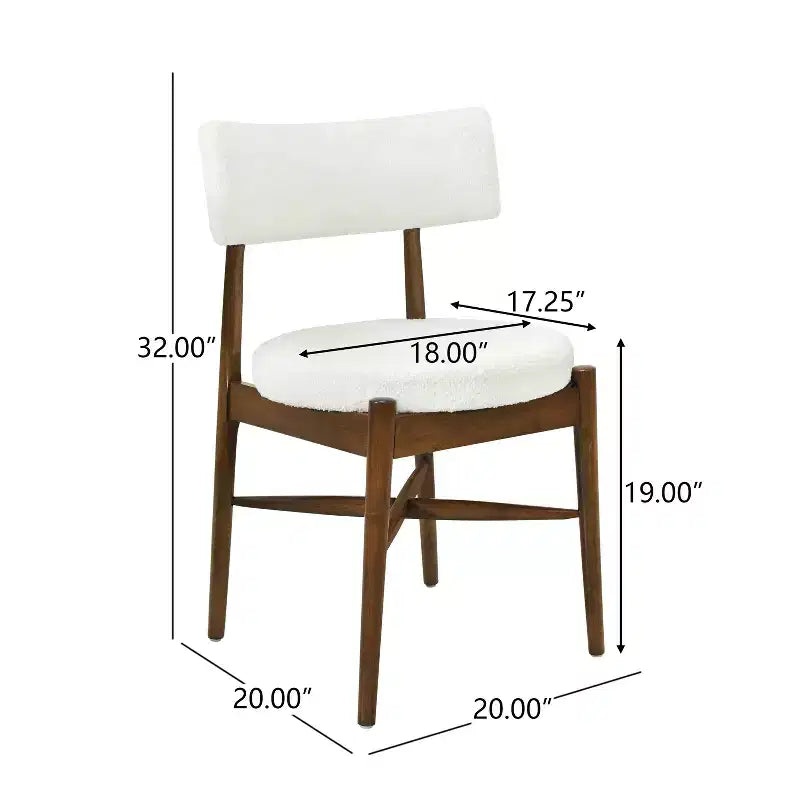 Chaises de salle à manger modernes en hévéa et tissu mélangé (lot de 2)