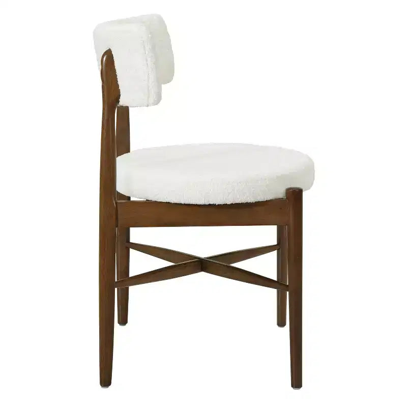 Chaises de salle à manger modernes en hévéa et tissu mélangé (lot de 2)