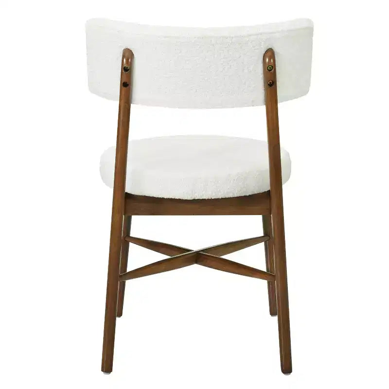 Chaises de salle à manger modernes en hévéa et tissu mélangé (lot de 2)