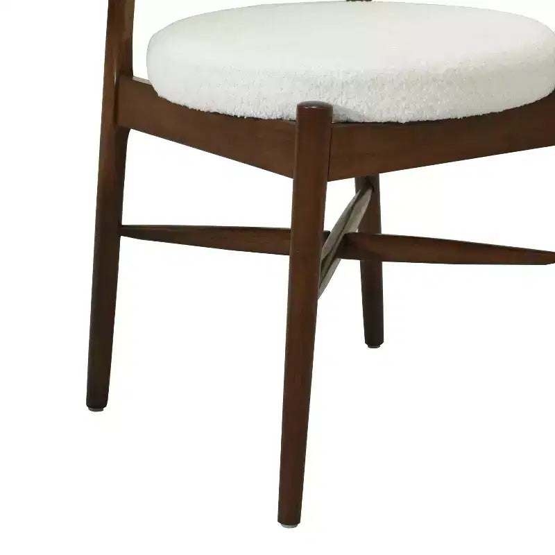 Chaises de salle à manger modernes en hévéa et tissu mélangé (lot de 2)