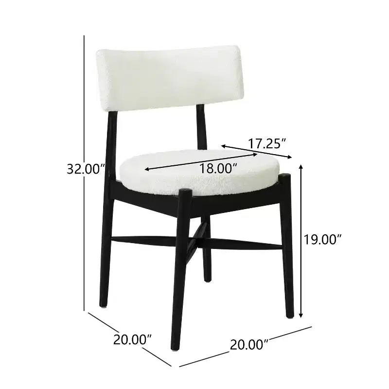Chaises de salle à manger modernes en hévéa et tissu mélangé (lot de 2)