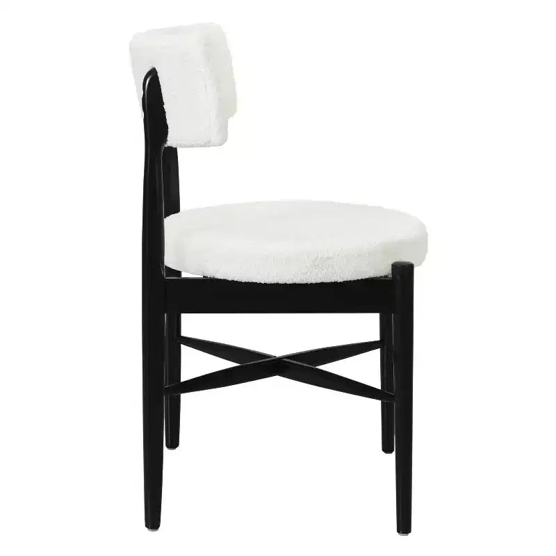 Chaises de salle à manger modernes en hévéa et tissu mélangé (lot de 2)