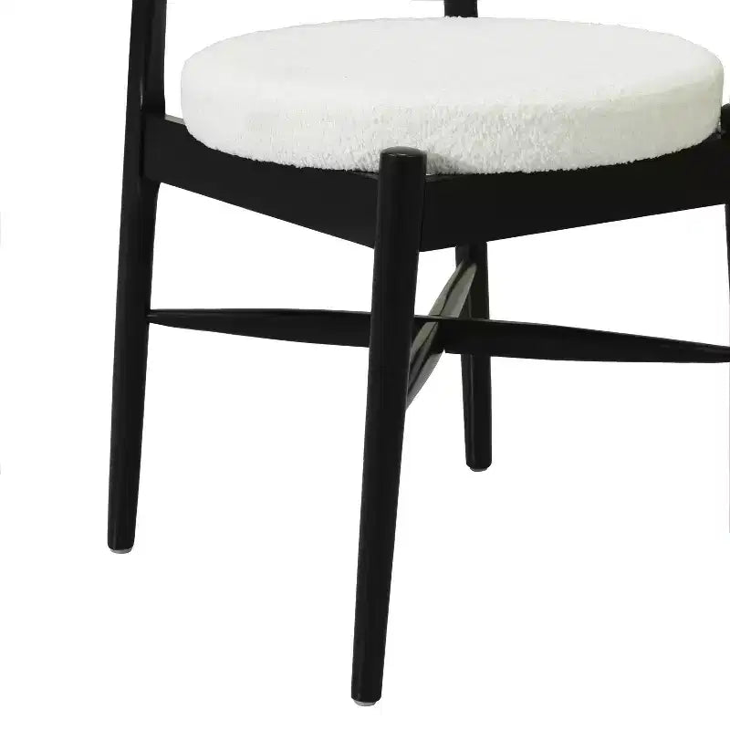 Chaises de salle à manger modernes en hévéa et tissu mélangé (lot de 2)
