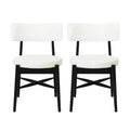 Chaises de salle à manger modernes en hévéa et tissu mélangé (lot de 2)
