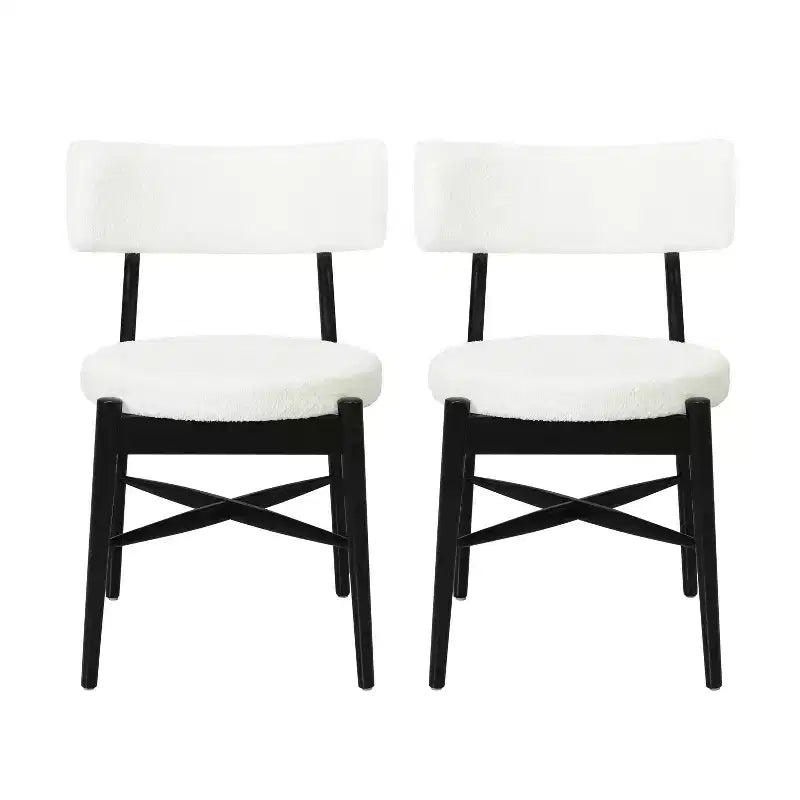 Modern Rubberwood Linen Blend Upholstered Dining Chairs (of 2)
