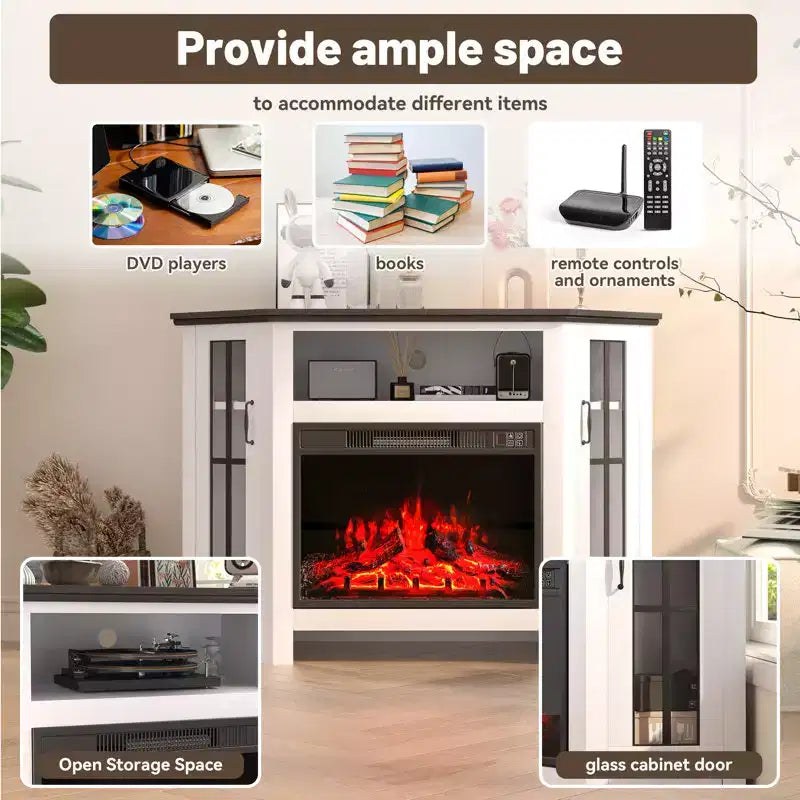 Meuble TV de 48 po pour téléviseurs jusqu'à 80 po avec étagères ouvertes et armoires de rangement
