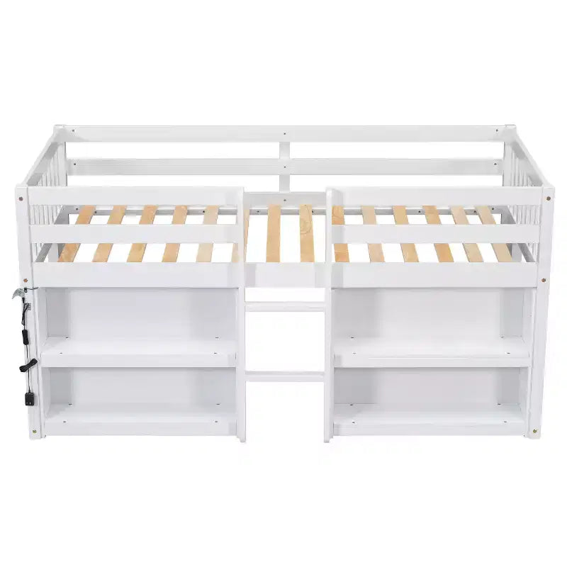 Lit superposé bas pour enfant avec étagères à deux niveaux et lumière LED, 79,8''L * 43,9''l, taille double