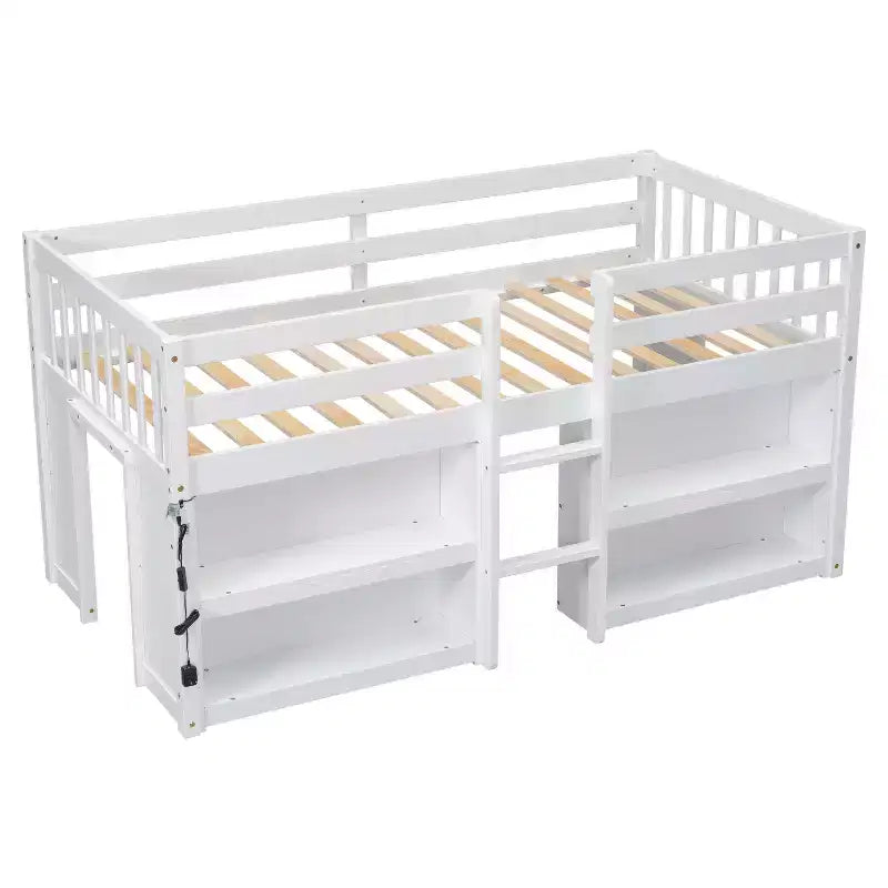 Lit superposé bas pour enfant avec étagères à deux niveaux et lumière LED, 79,8''L * 43,9''l, taille double