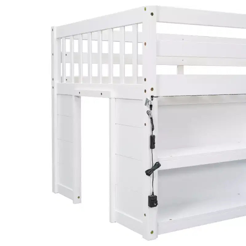 Lit superposé bas pour enfant avec étagères à deux niveaux et lumière LED, 79,8''L * 43,9''l, taille double