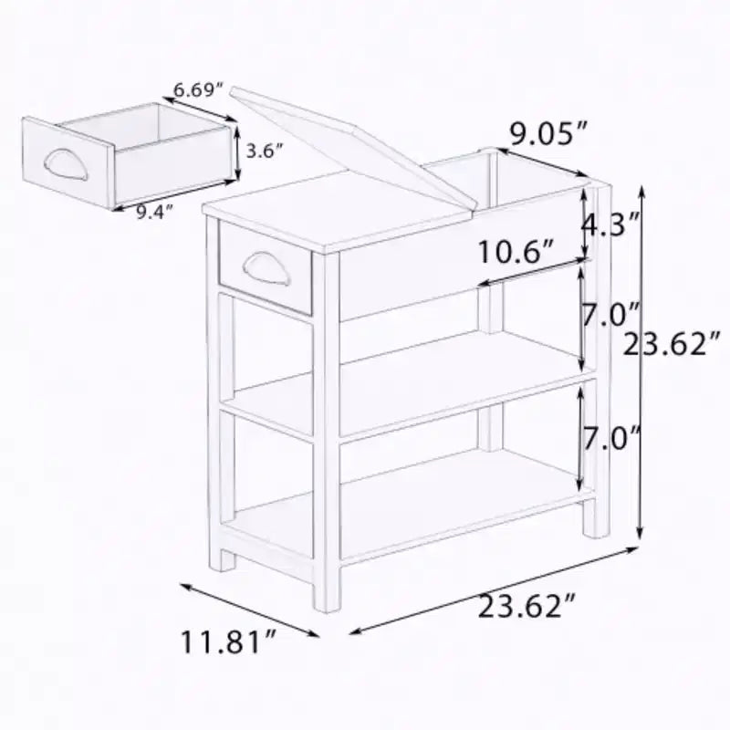 Table avec tiroirs et étagère inférieure à abattant pour le rangement