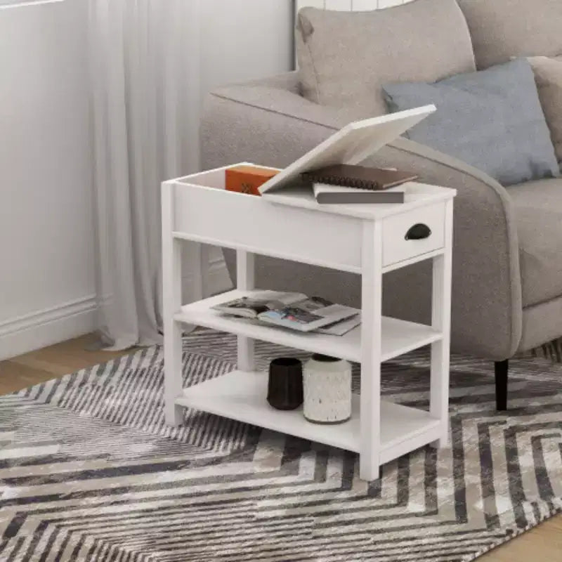 Table avec tiroirs et étagère inférieure à abattant pour le rangement