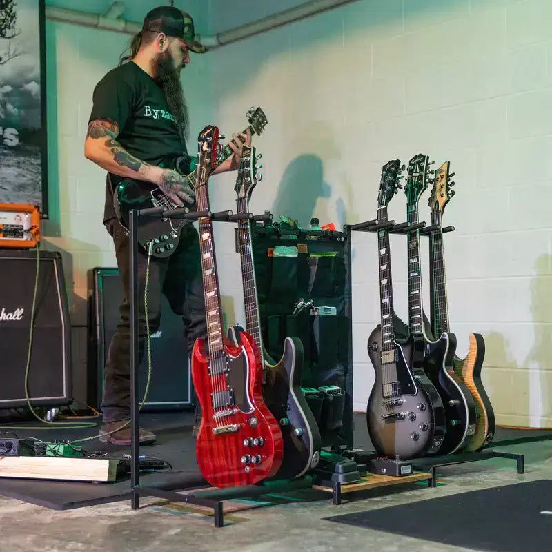 Rack à guitares 10 places noir – Support de sol autoportant pour guitares acoustiques et électriques