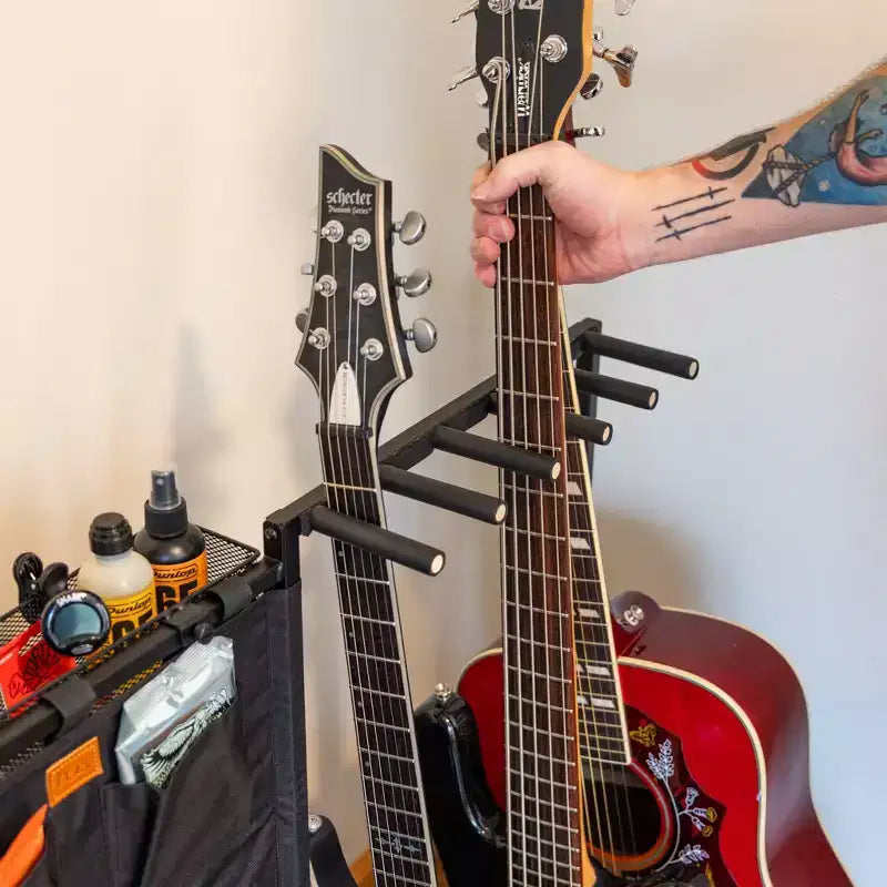 Rack à guitares 10 places noir – Support de sol autoportant pour guitares acoustiques et électriques