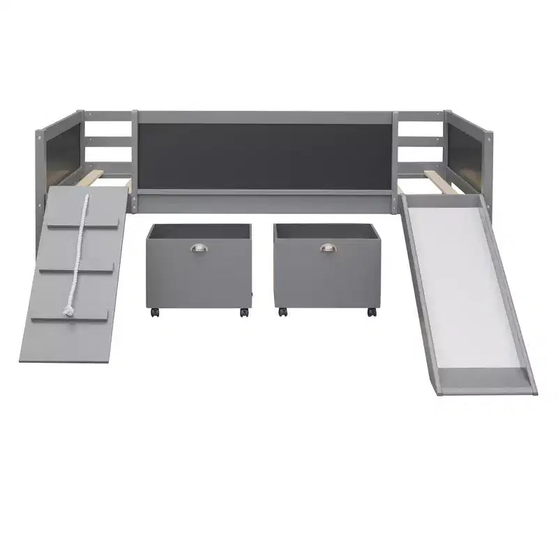 78.5Lx79.2'W Lit Mezzanine pour Lit Simple Design Moderne en Bois avec Deux Rangement