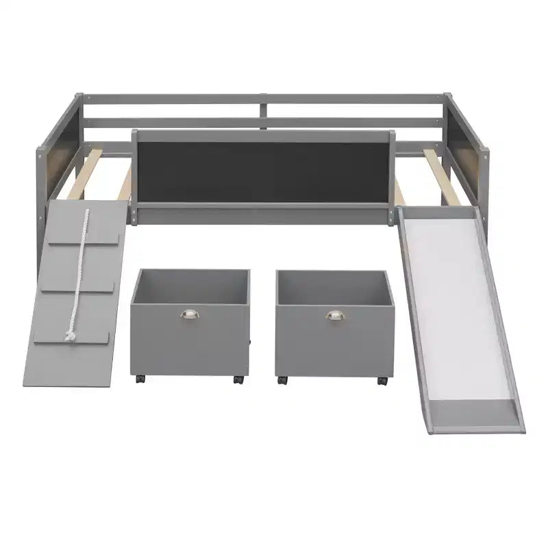 78.5Lx79.2'W Lit Mezzanine pour Lit Simple Design Moderne en Bois avec Deux Rangement