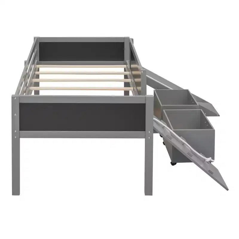 78.5Lx79.2'W Lit Mezzanine pour Lit Simple Design Moderne en Bois avec Deux Rangement