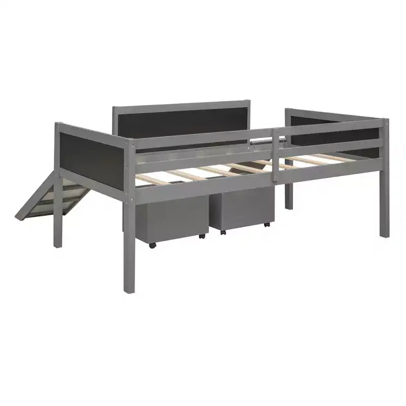 78.5Lx79.2'W Lit Mezzanine pour Lit Simple Design Moderne en Bois avec Deux Rangement
