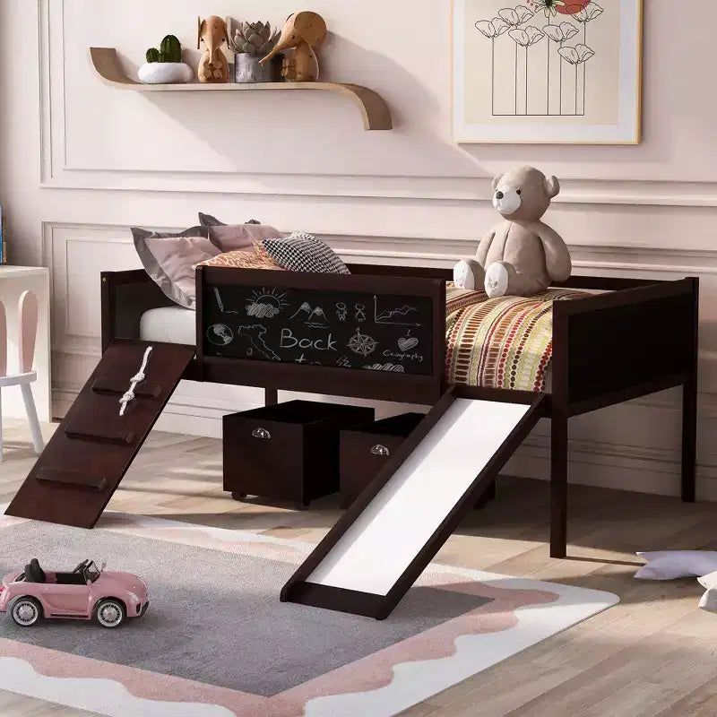 78.5Lx79.2'W Lit Mezzanine pour Lit Simple Design Moderne en Bois avec Deux Rangement
