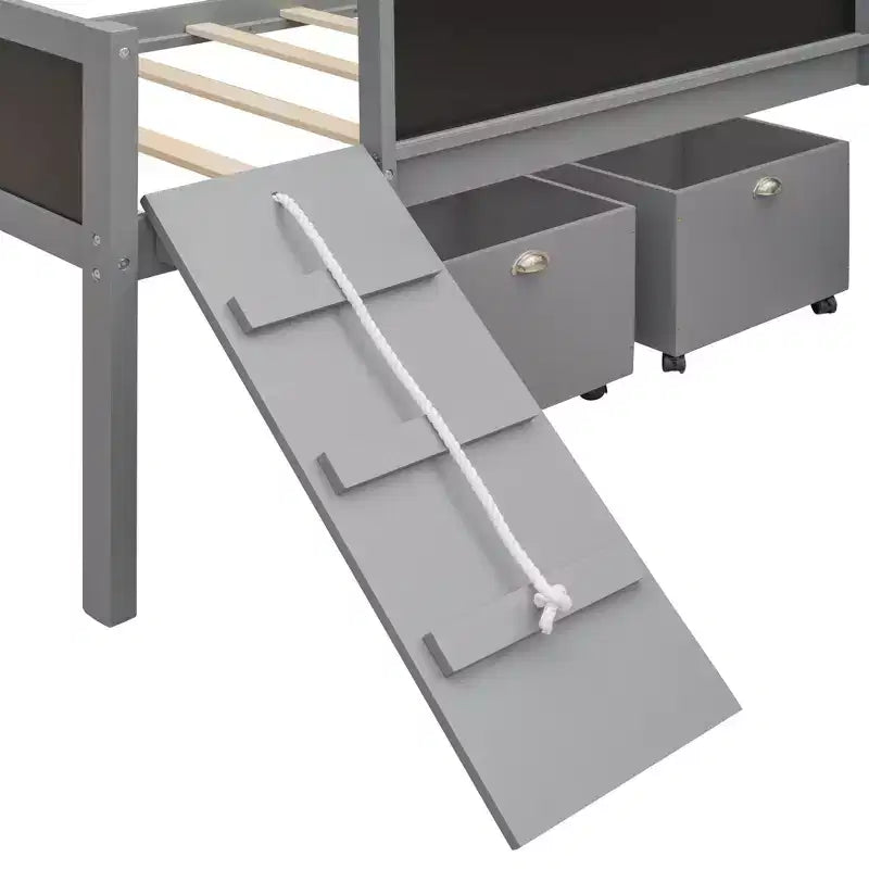 78.5Lx79.2'W Lit Mezzanine pour Lit Simple Design Moderne en Bois avec Deux Rangement